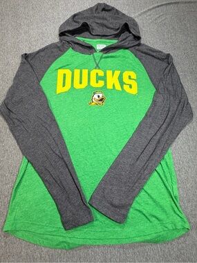 Oregon Ducks Lightweight Hoodie Box Seat Clothing Co Mens Large Green/Gray